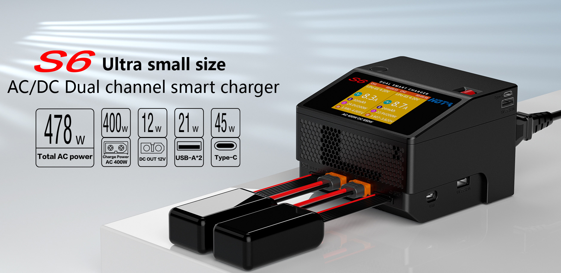 S6-400W AC/DC Charger balance boards and charging cables